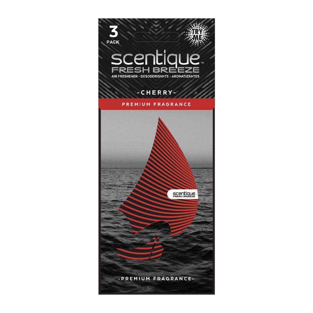 Scentique Fresh Breeze Paper Air Freshener 3 Pack - Cherry CASE PACK 8