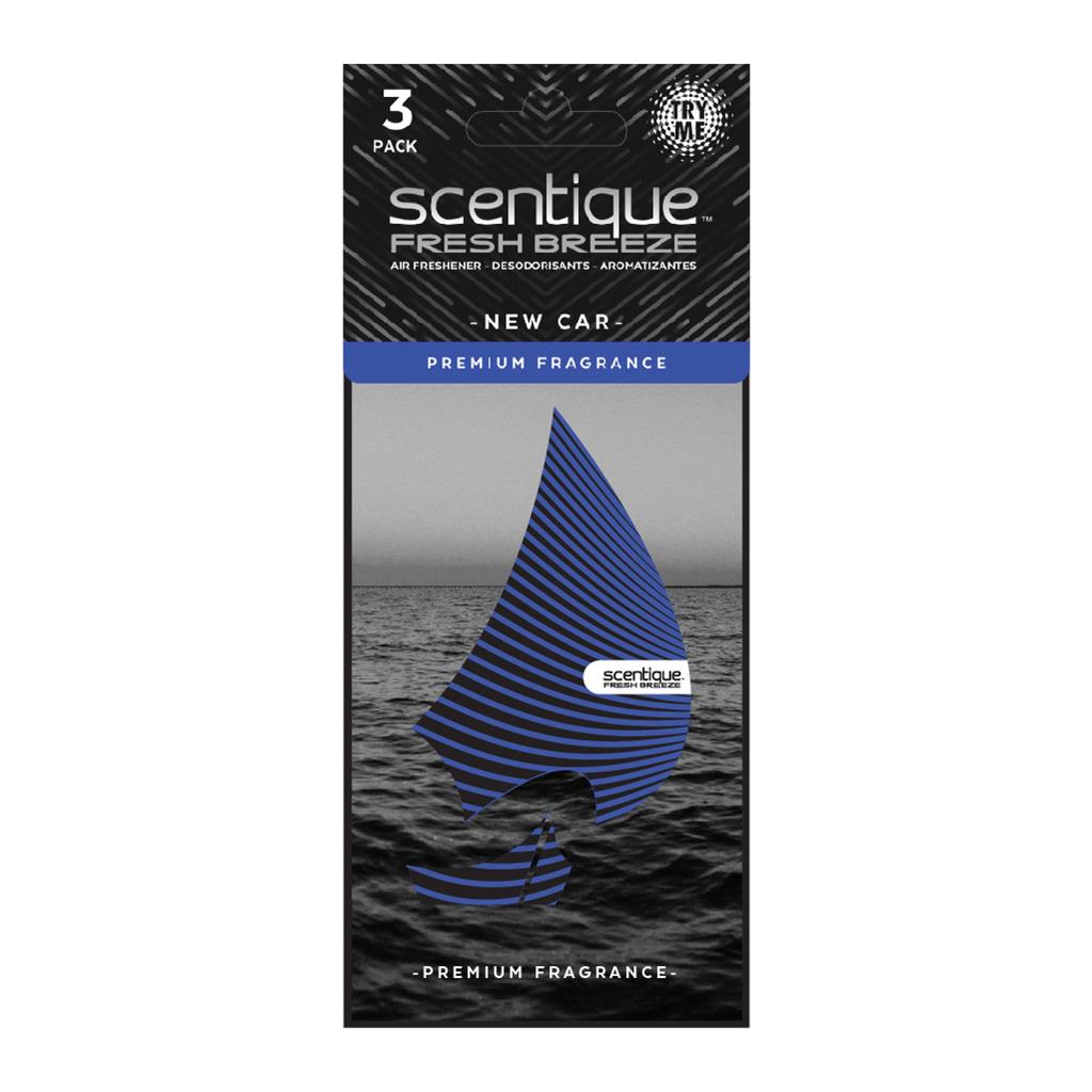 Scentique Fresh Breeze Paper Air Freshener 3 Pack - New Car CASE PACK 8