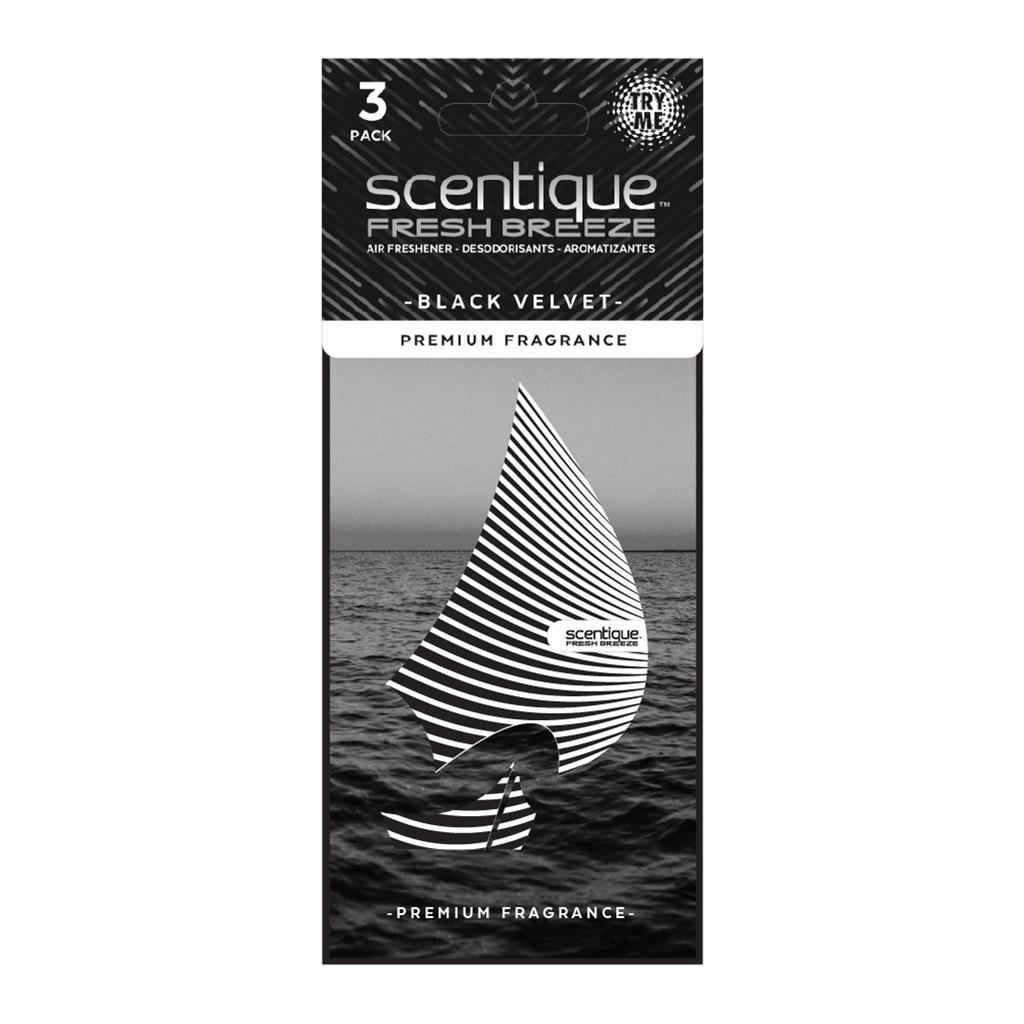 Scentique Fresh Breeze Paper Air Freshener 3 Pack - Black Velvet CASE PACK 8