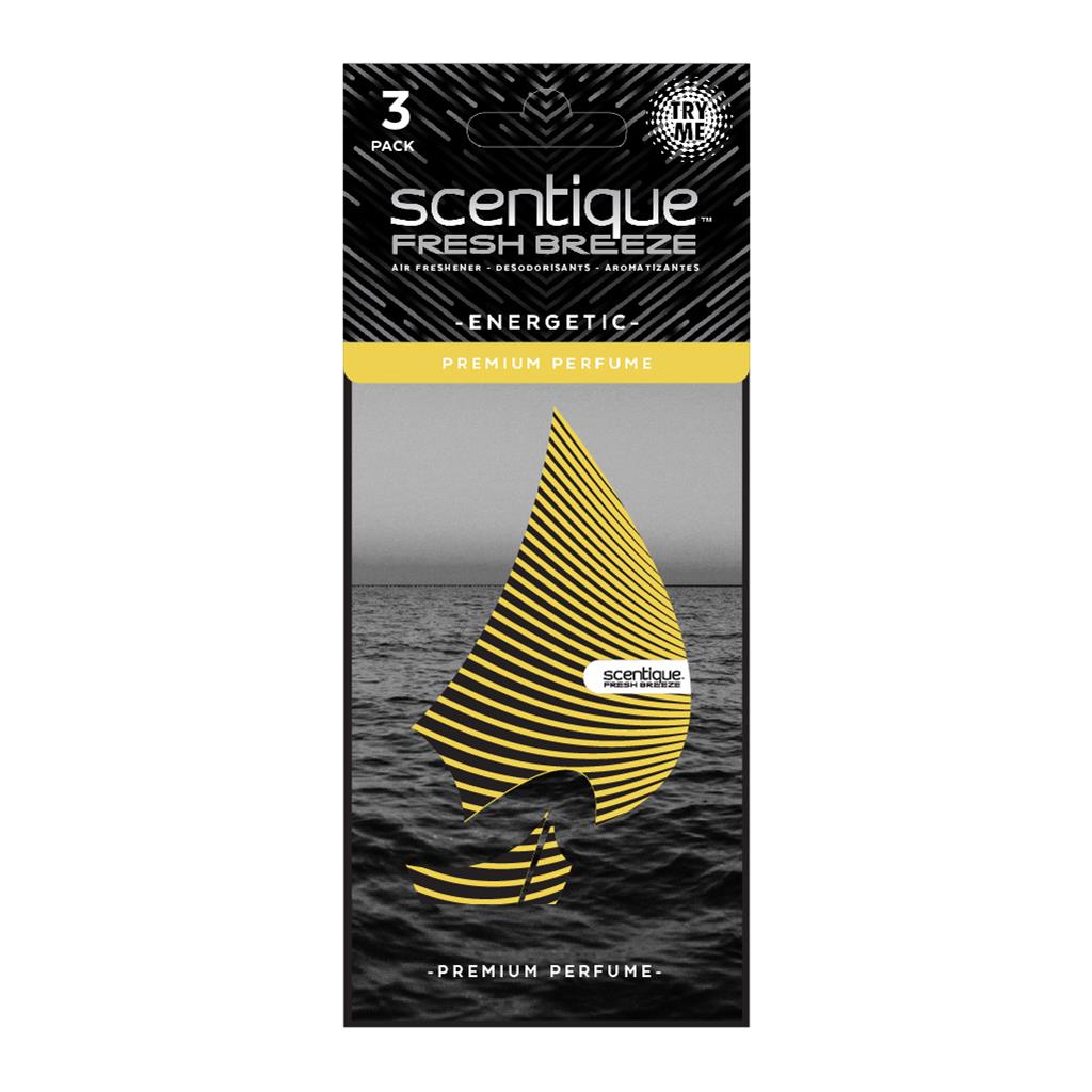 Scentique Fresh Breeze Life Paper Air Freshener 3 Pack - Energetic CASE PACK 8