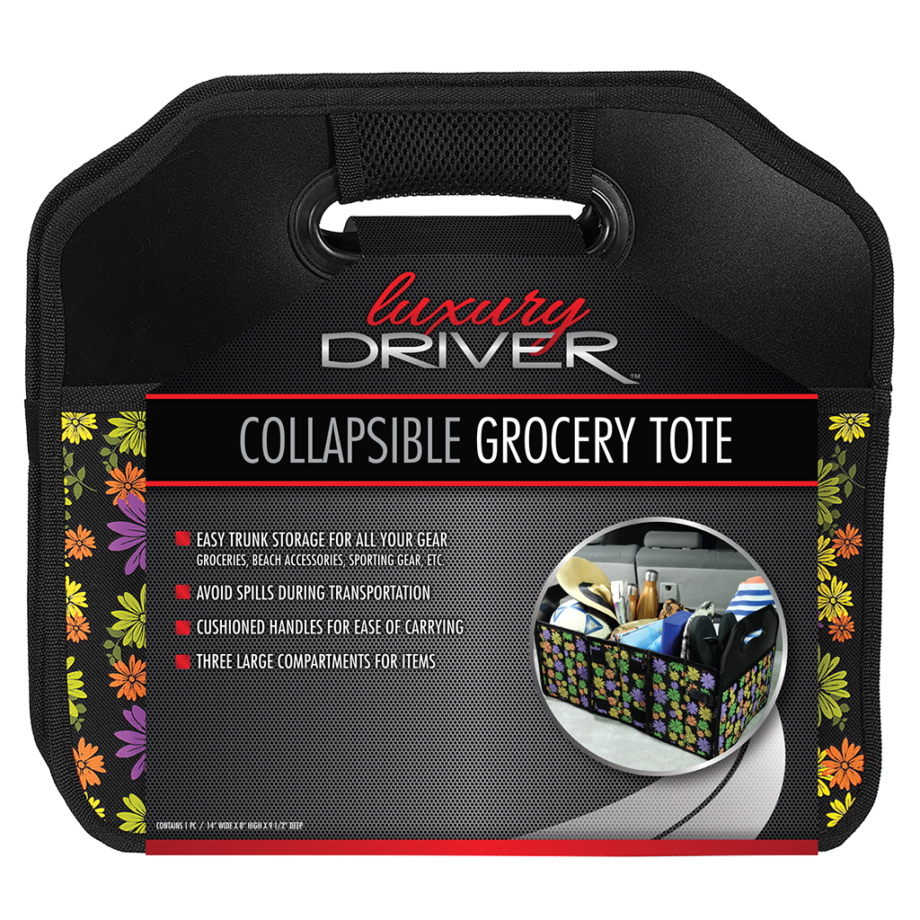 Luxury Driver Collapsible Floral Grocery Tote Bag
