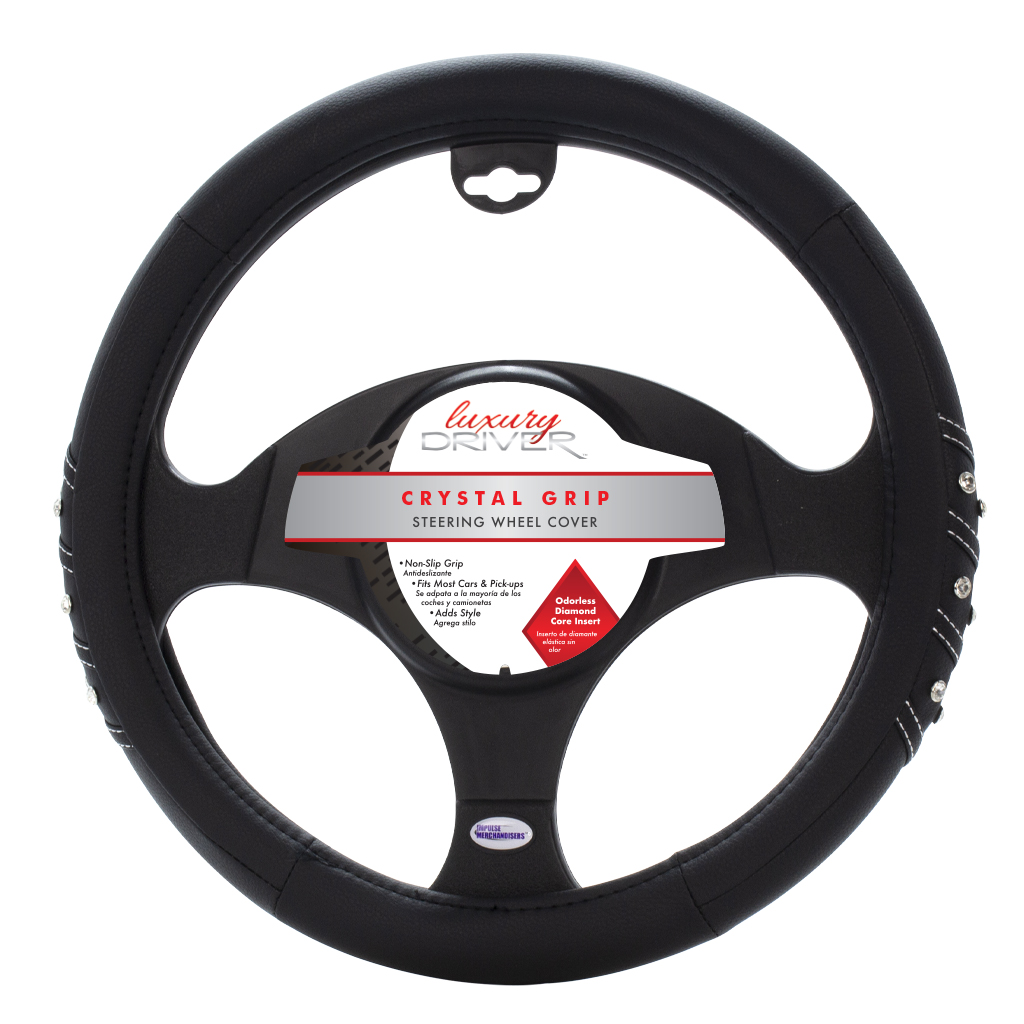 Luxury Driver Steering Wheel Cover - Crystal Grip Black