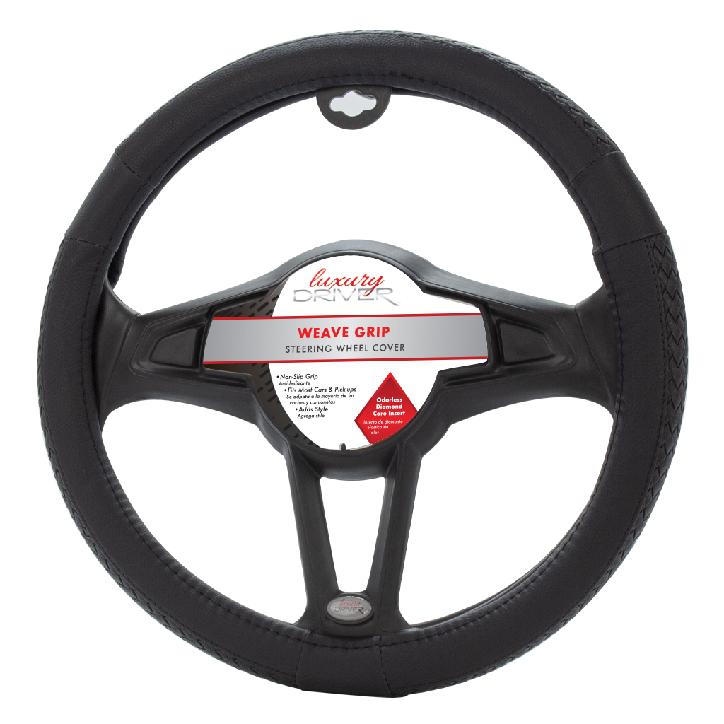 Luxury Driver Steering Wheel Cover - Weave Black