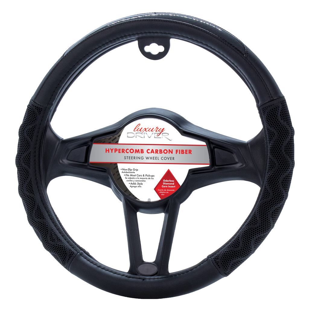 Luxury Driver Hypercomb Carbon Fiber Steering Wheel Cover Black/Black