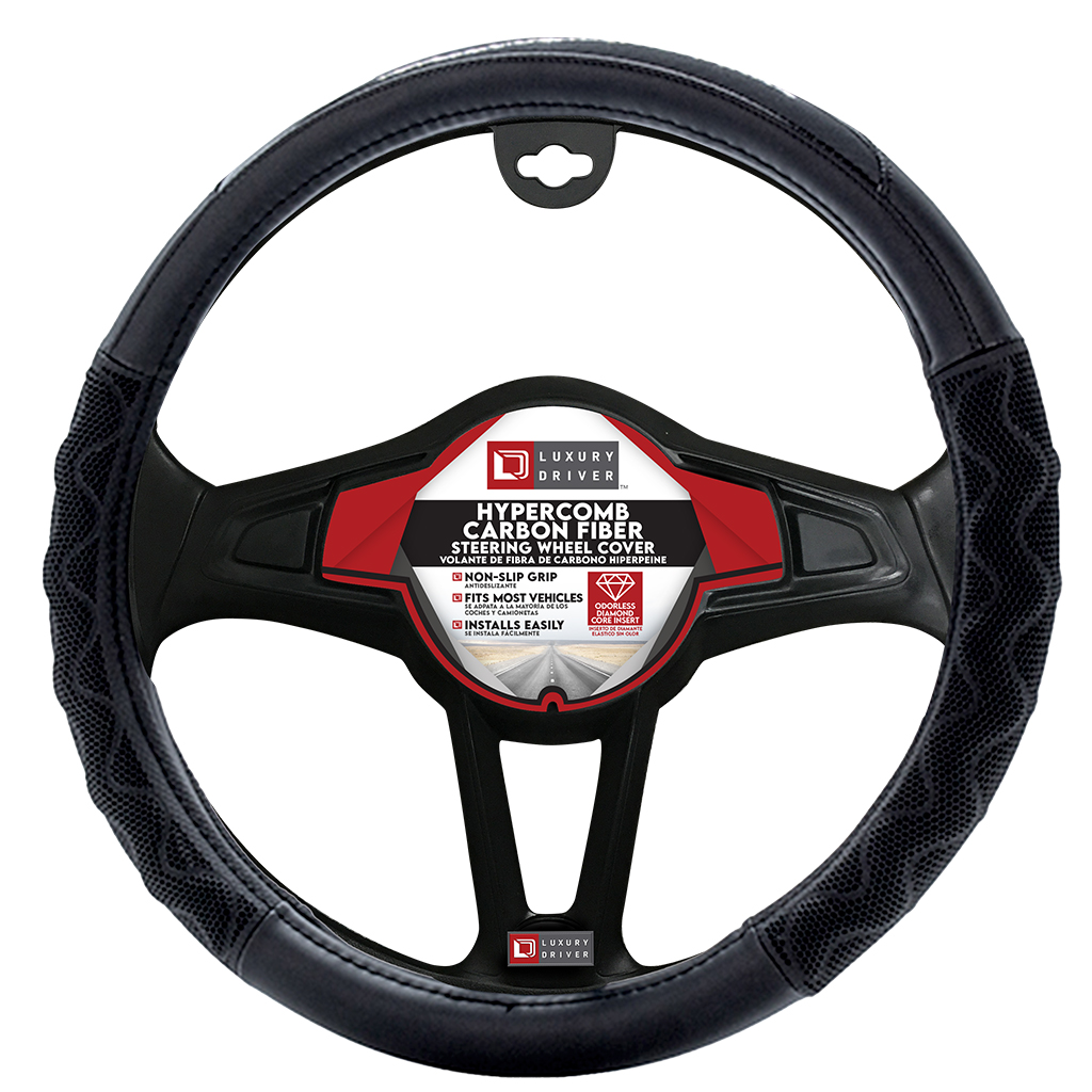 Luxury Driver Hypercomb Carbon Fiber Steering Wheel Cover Black/Black