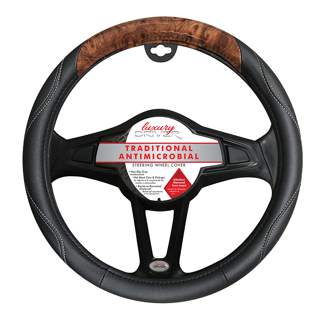 Luxury Driver Traditional Antimicrobial Steering Wheel Cover