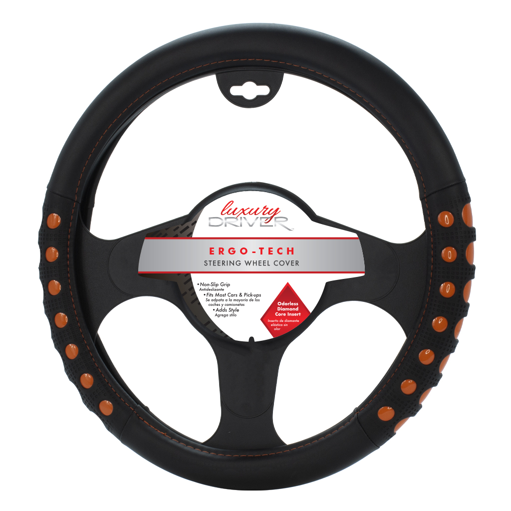 Luxury Driver Steering Wheel Cover - Ergo Tech Orange