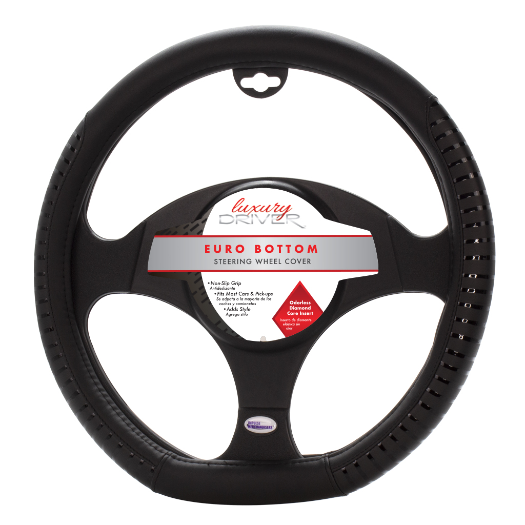 Luxury Driver Euro Bottom Steering Wheel Cover - Black