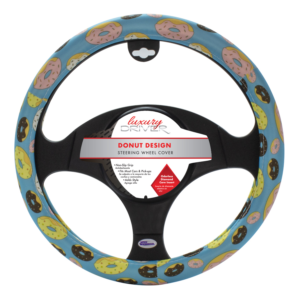 Luxury Driver Steering Wheel Cover - Donuts Blue