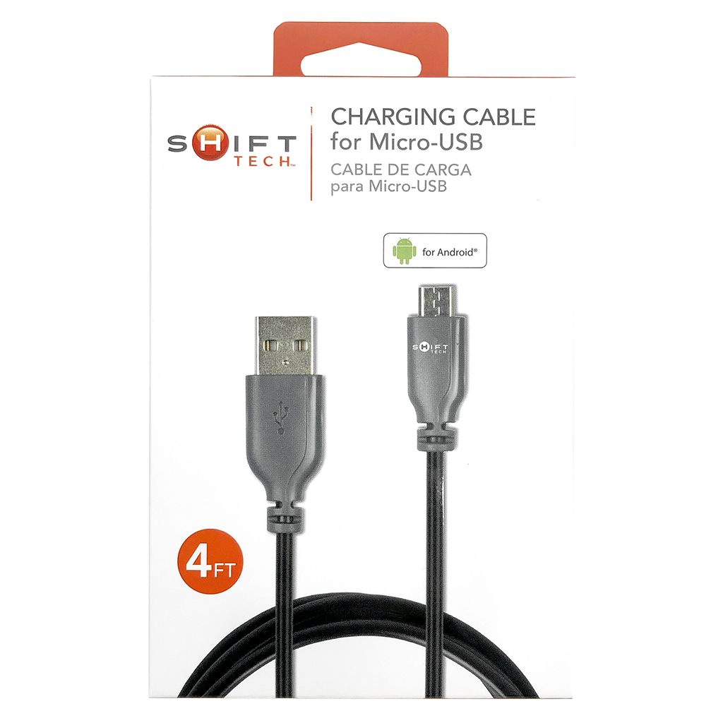 Shift Tech Micro-USB PVC cable Black/Gray 4ft