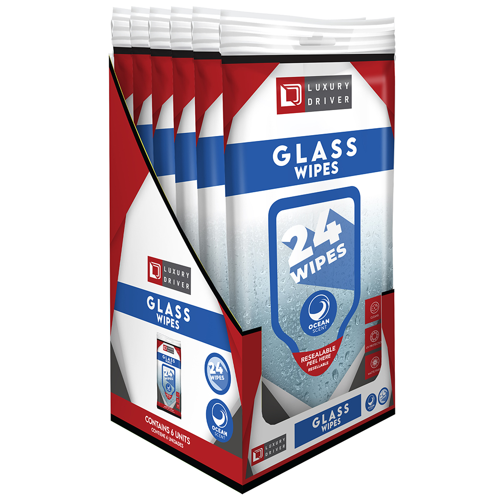  Car Glass Cleaner Wipes for Car interior Cleaning for Glass  Wipes for Car Windows for Windshield for Glasses or Mirrors, Kitchen, Home  and Auto by Luxury Driver - Ocean Breeze (6