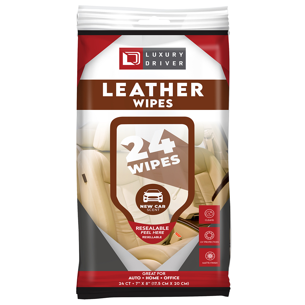 Luxury Driver Leather Wipes 24 Count - New Car CASE PACK 6