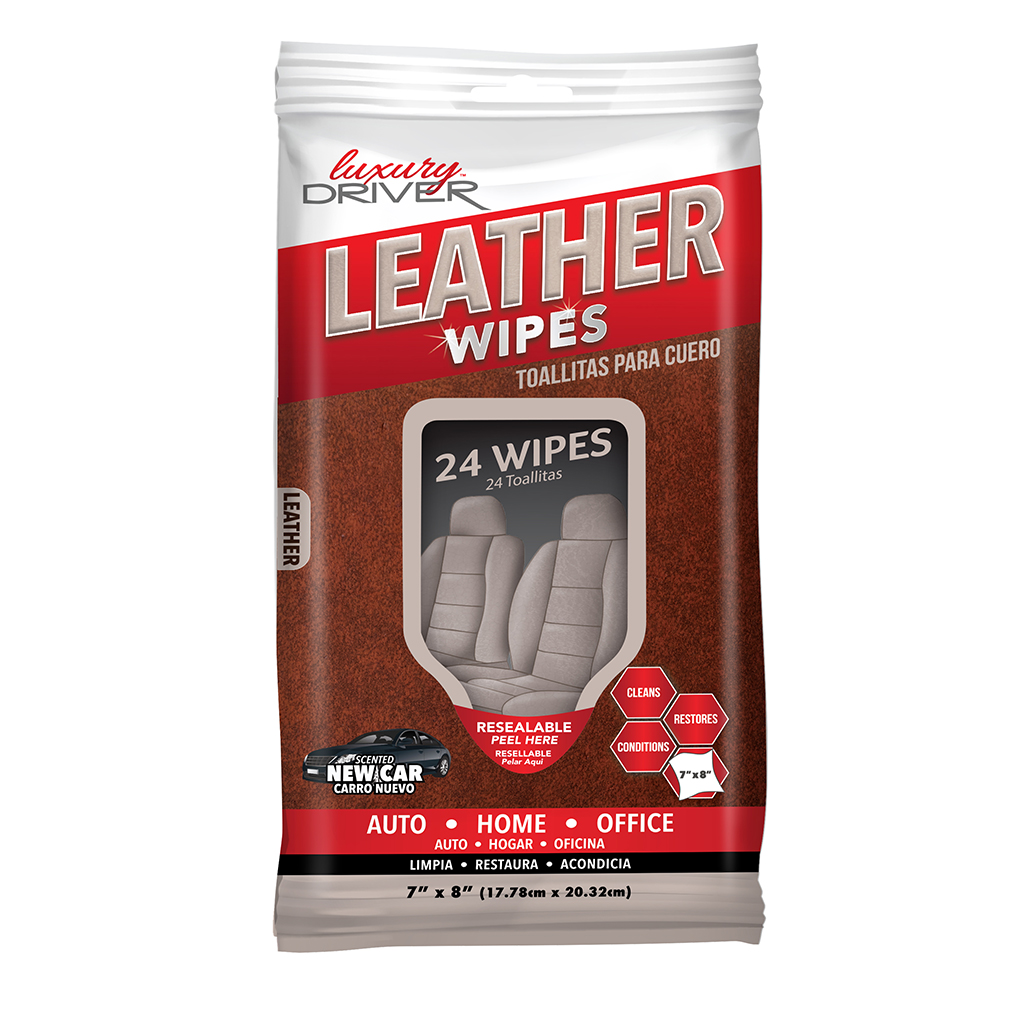 Luxury Driver Leather Wipes 24 Count - New Car CASE PACK 6