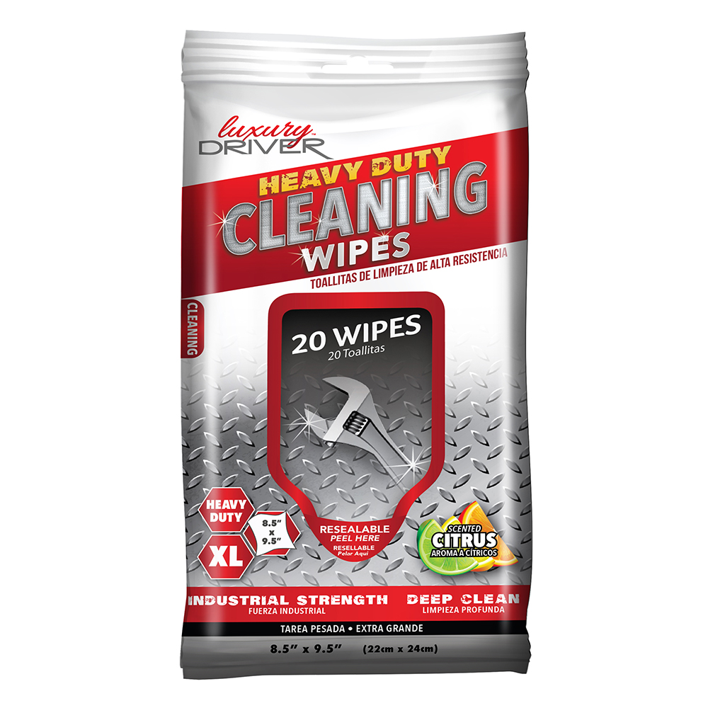 Luxury Driver Heavy Duty Degreaser XL Wipes 20 Count - Citrus CASE PACK 6