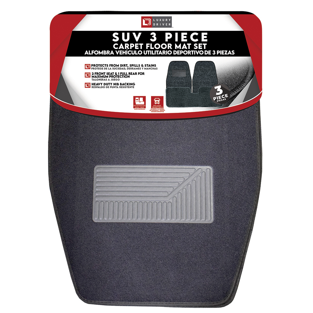 Suv 3 Piece Carpet Car Mat - Charcoal