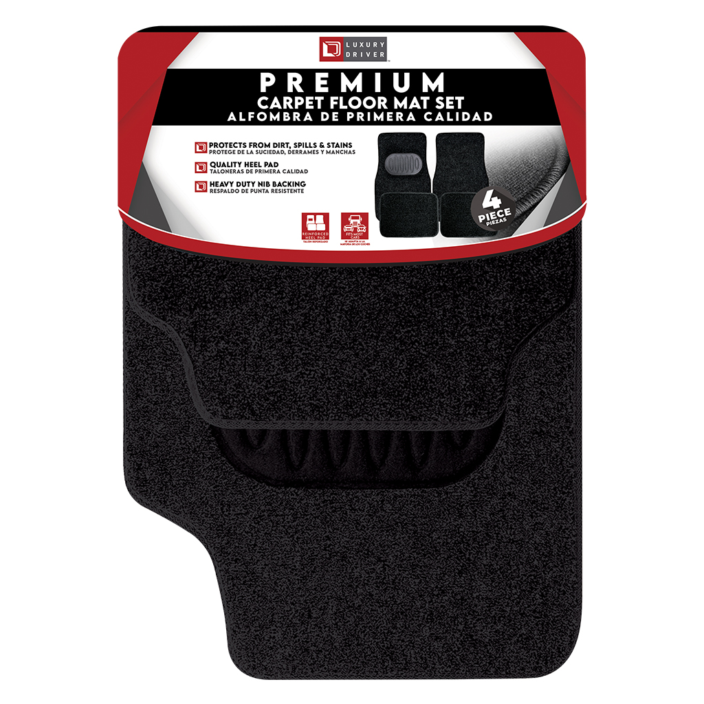 Premium 32 Ounce Carpet Car Mat With Heel - Black