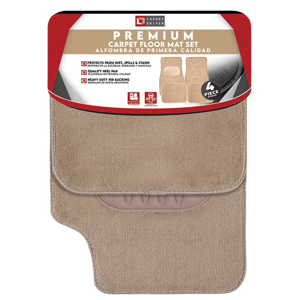 Premium 32 Ounce Carpet Mat Car With Heel - Tan