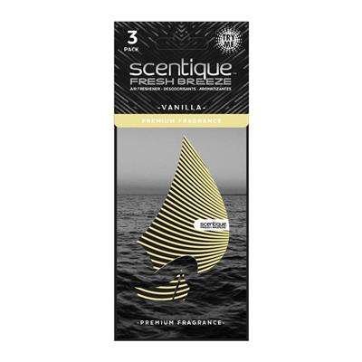 Scentique Fresh Breeze Paper Air Freshener 3 Pack - Vanilla CASE PACK 8
