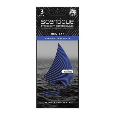 Scentique Fresh Breeze Paper Air Freshener 3 Pack - New Car CASE PACK 8