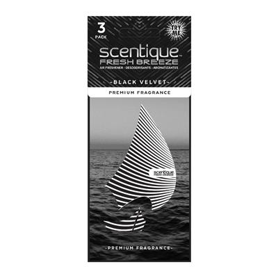 Scentique Fresh Breeze Paper Air Freshener 3 Pack - Black Velvet CASE PACK 8