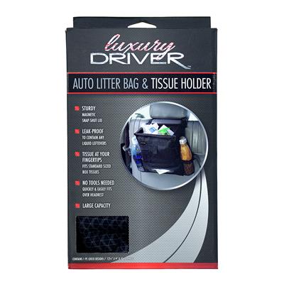 Luxury Driver Auto Litter Bag and Tissue Holder - Deco