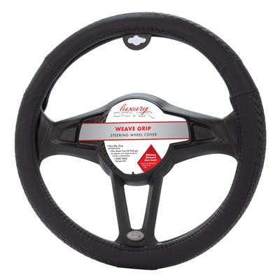 Luxury Driver Steering Wheel Cover - Weave Black