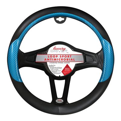 Luxury Driver Loop Sport Antimicrobial Steering Wheel Cover- Blue
