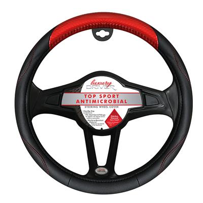 Luxury Driver Top Sport Antimicrobial Steering Wheel Cover- Red