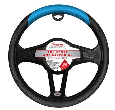 Luxury Driver Top Sport Antimicrobial Steering Wheel Cover- Blue