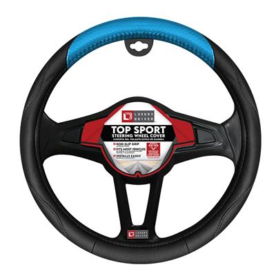 Luxury Driver Top Sport Antimicrobial Steering Wheel Cover- Blue