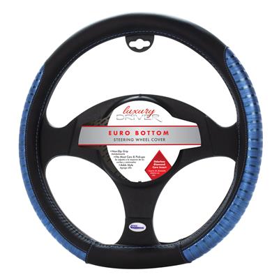 Luxury Driver Euro Bottom Steering Wheel Cover - Blue