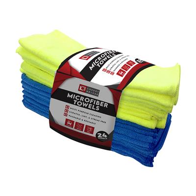 Luxury Driver Micro Fiber Towel 12x16- 24 pack Yellow/Blue