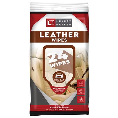 Luxury Driver Leather Wipes 24 Count - New Car CASE PACK 6