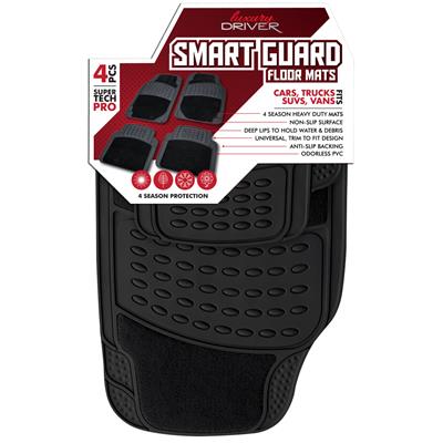 Supertech 4 Piece Carpet Car Mat - Black