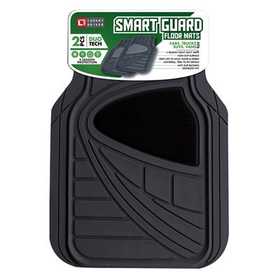 Duo Tech All Weather 2 Piece Car Mat with Grey Heel Pad - Black