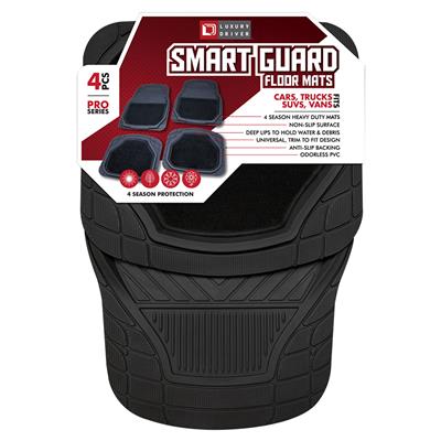 Smart Guard 4 Piece Pro Floor Mats with Carpet - Black